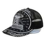 Mjolnir Norse Mythology Print Black Mesh Trucker Cap