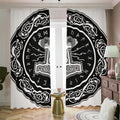 Mjolnir Norse Mythology Print Dimout Pencil Pleat Curtains