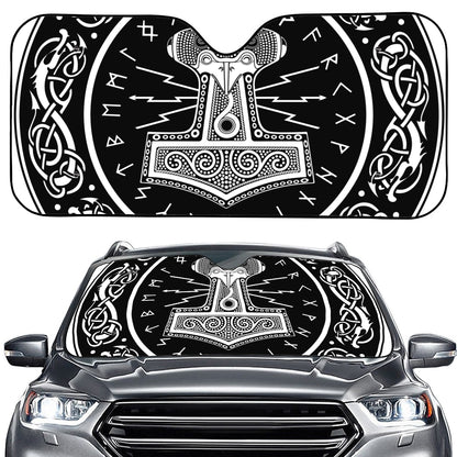 Mjolnir Norse Mythology Print Car Windshield Sun Shade