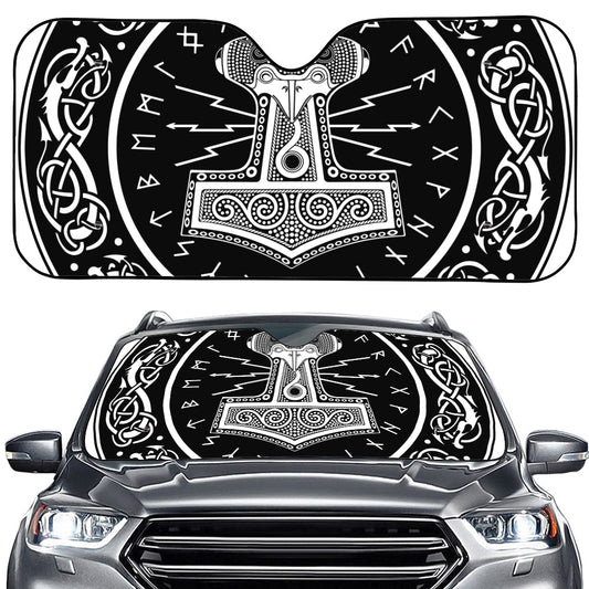 Mjolnir Norse Mythology Print Car Windshield Sun Shade