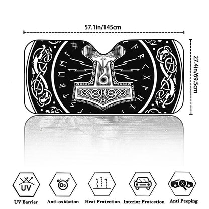 Mjolnir Norse Mythology Print Car Windshield Sun Shade