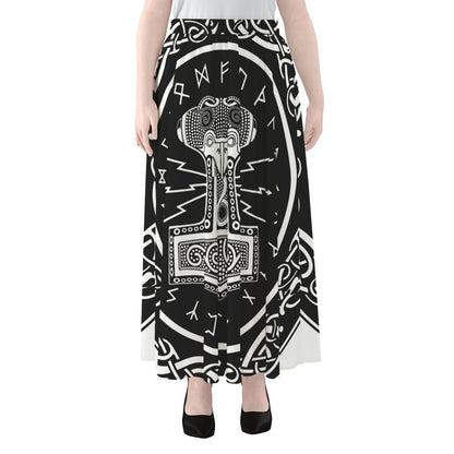 Mjolnir Norse Mythology Print Chiffon Maxi Skirt
