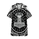 Mjolnir Norse Mythology Print Cotton Hawaiian Shirt