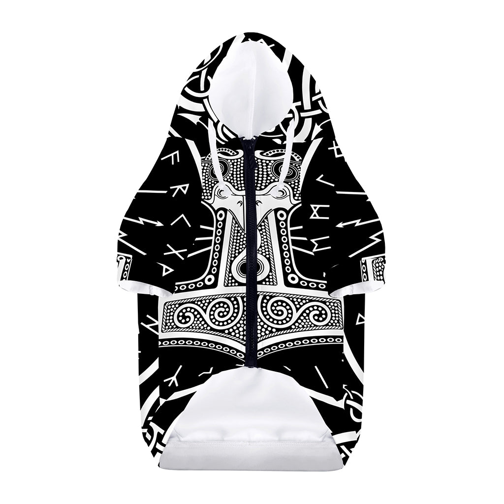 Mjolnir Norse Mythology Print Dog Zip Up Hoodie