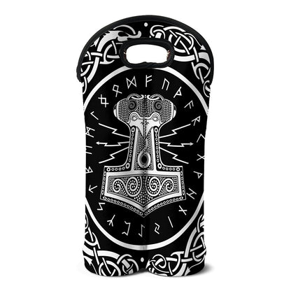 Mjolnir Norse Mythology Print Double Neoprene Wine Tote