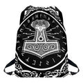 Mjolnir Norse Mythology Print Drawstring Backpack