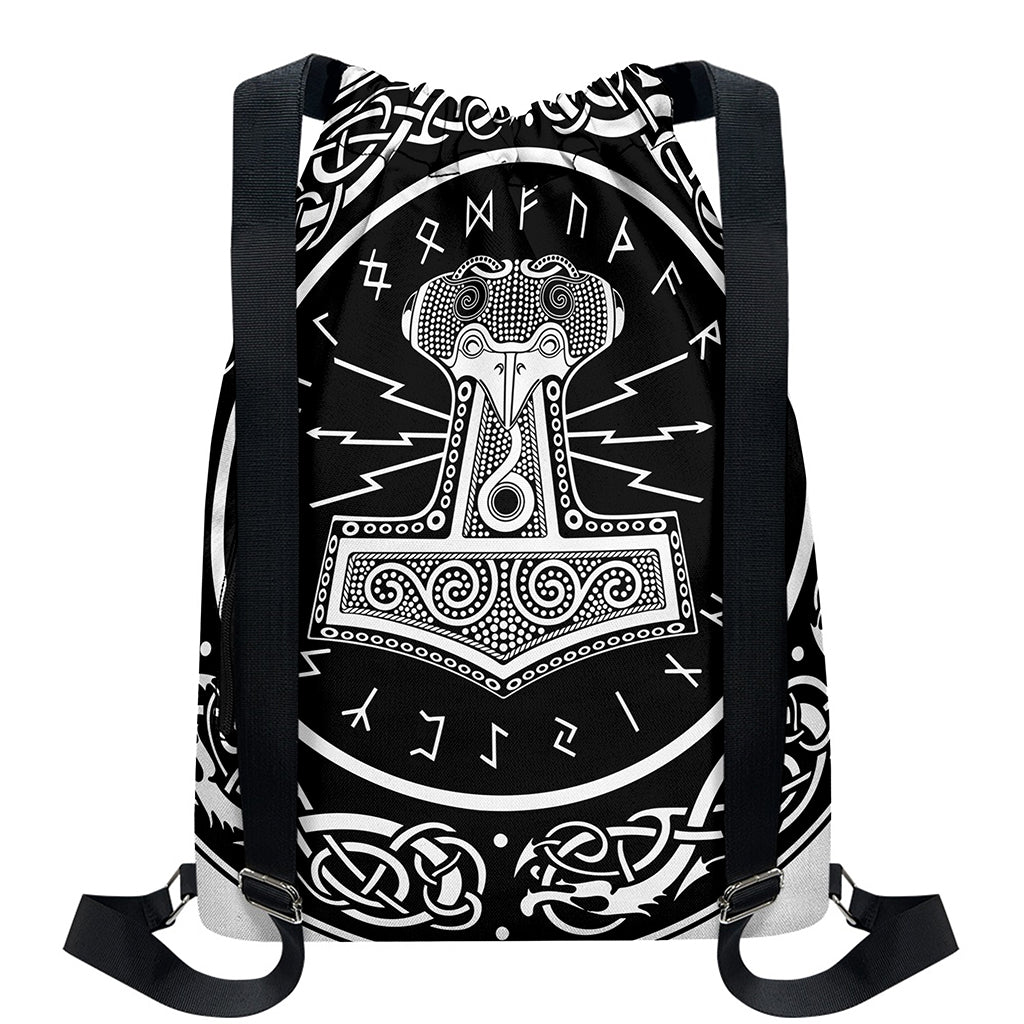 Mjolnir Norse Mythology Print Drawstring Backpack