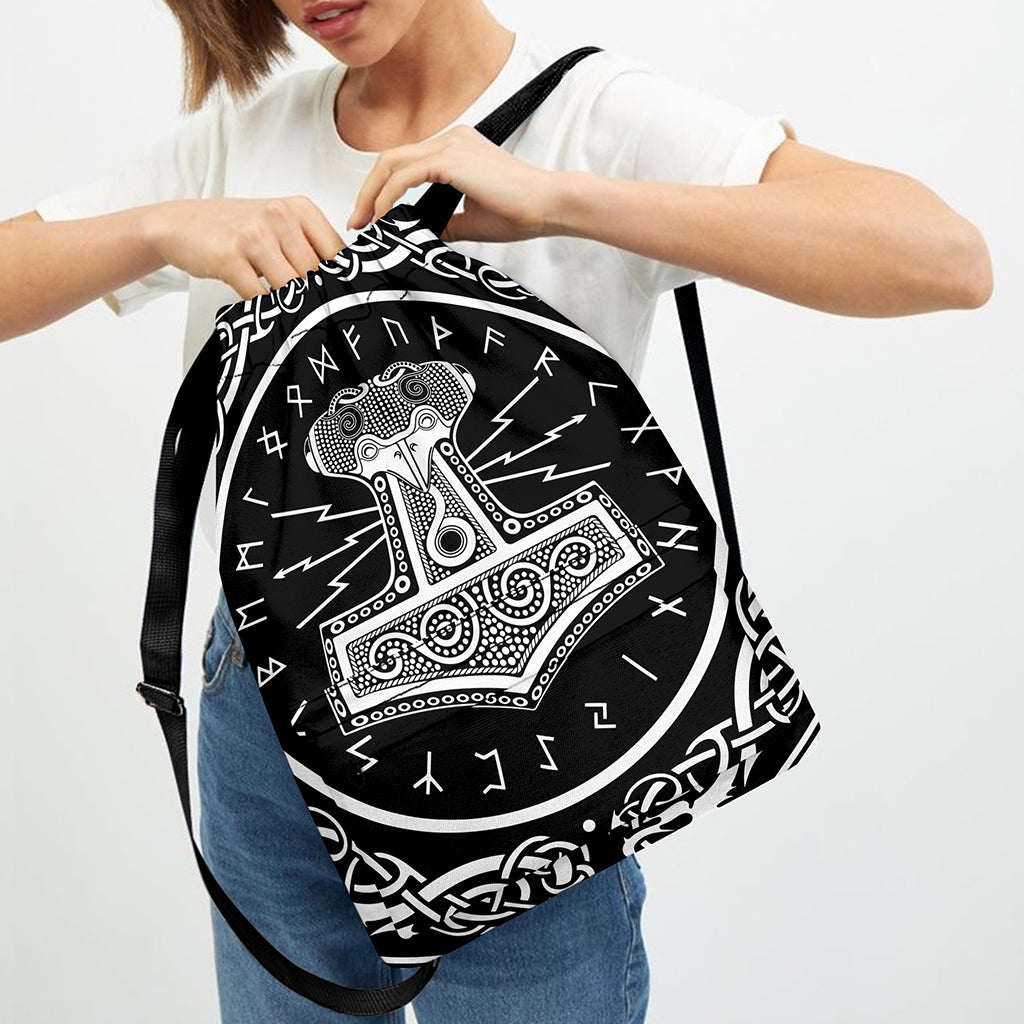 Mjolnir Norse Mythology Print Drawstring Backpack