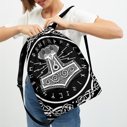 Mjolnir Norse Mythology Print Drawstring Backpack