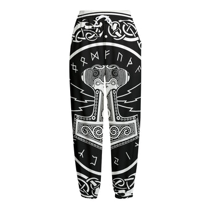 Mjolnir Norse Mythology Print Fleece Lined Knit Pants