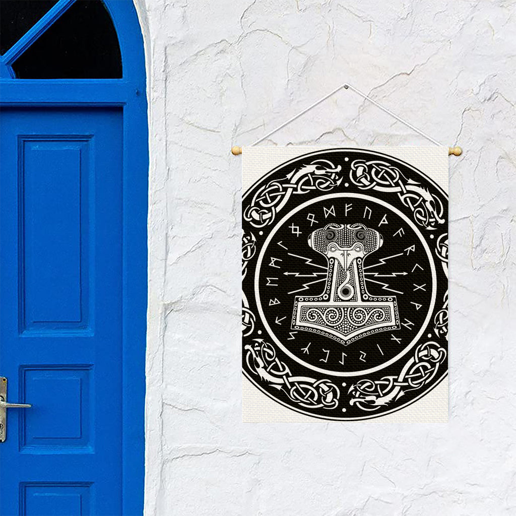 Mjolnir Norse Mythology Print Garden Flag