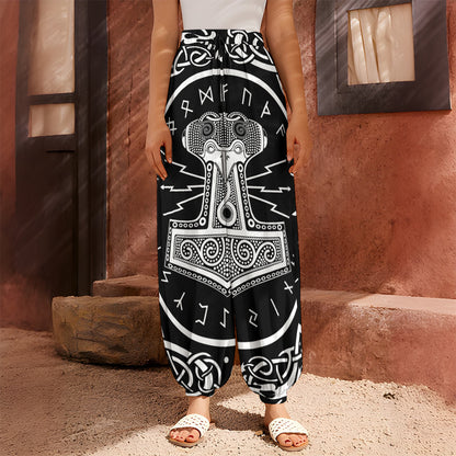 Mjolnir Norse Mythology Print Harem Pants