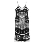 Mjolnir Norse Mythology Print Jersey Midi Cami Dress