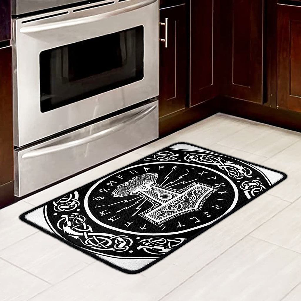 Mjolnir Norse Mythology Print Kitchen Mat