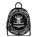 Mjolnir Norse Mythology Print Leather Backpack