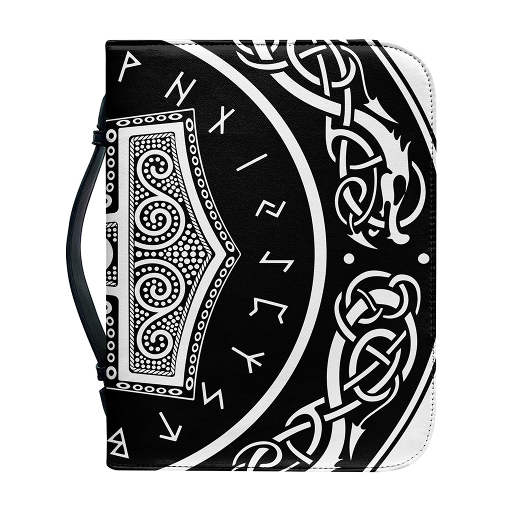 Mjolnir Norse Mythology Print Leather Bible Cover