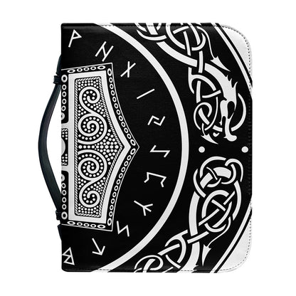 Mjolnir Norse Mythology Print Leather Bible Cover