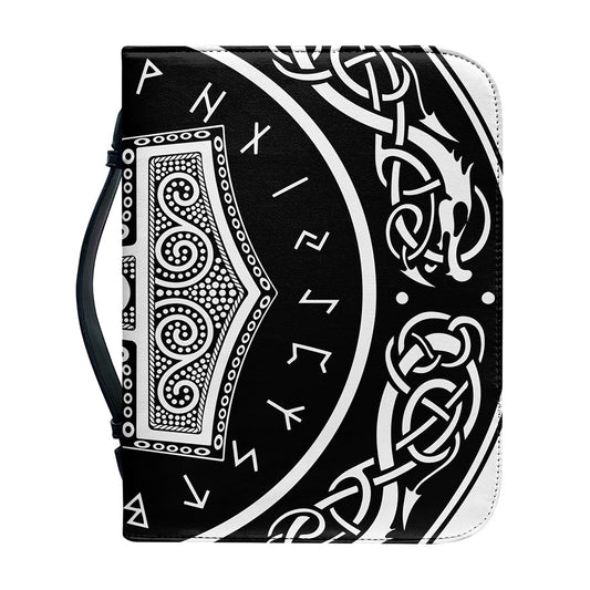 Mjolnir Norse Mythology Print Leather Bible Cover