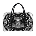 Mjolnir Norse Mythology Print Leather Duffel Bag