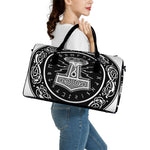 Mjolnir Norse Mythology Print Leather Duffle Bag