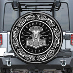 Mjolnir Norse Mythology Print Leather Spare Tire Cover