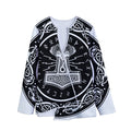 Mjolnir Norse Mythology Print Long Sleeve Short Coat