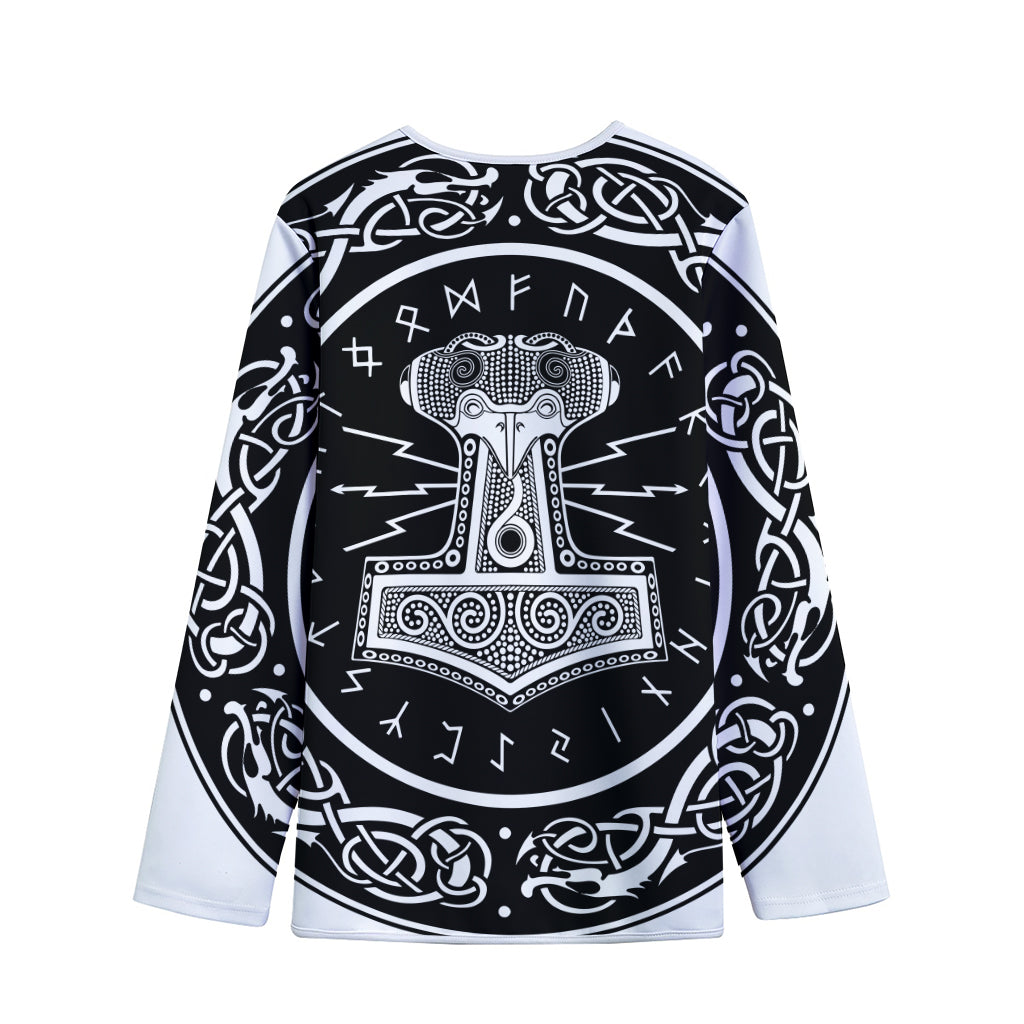 Mjolnir Norse Mythology Print Long Sleeve Short Coat