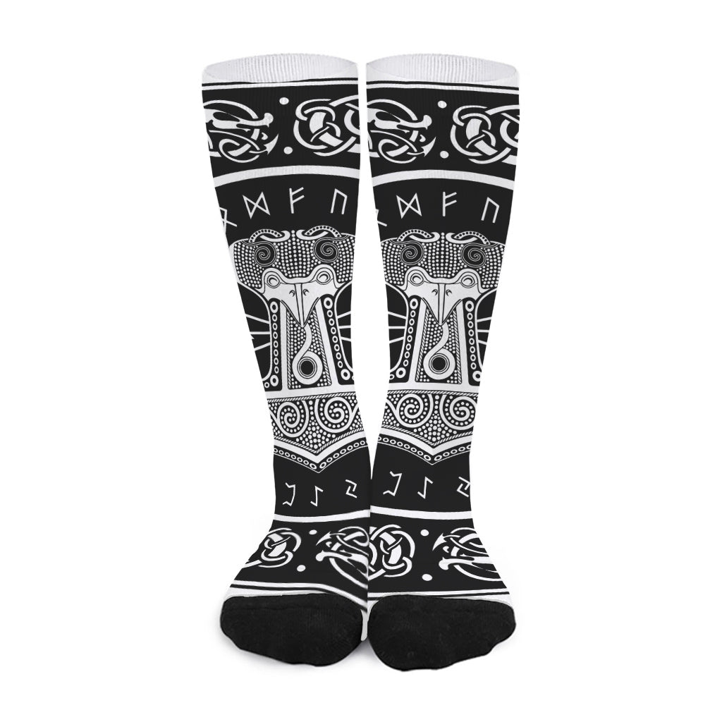 Mjolnir Norse Mythology Print Long Socks