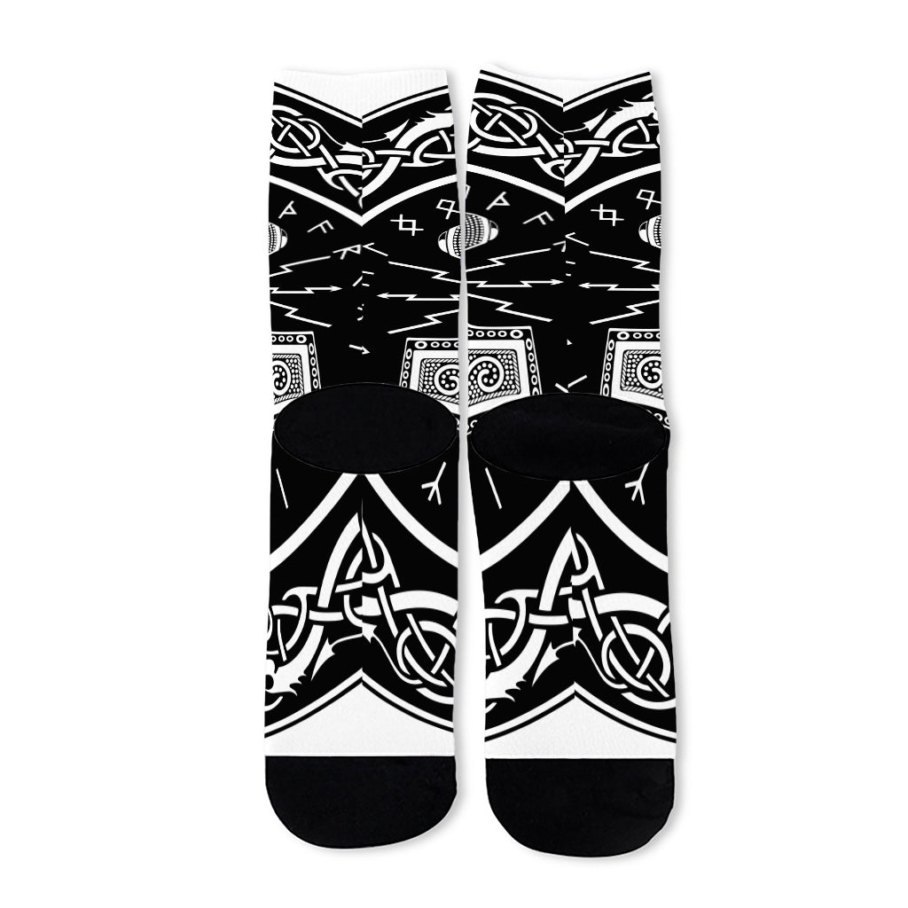Mjolnir Norse Mythology Print Long Socks