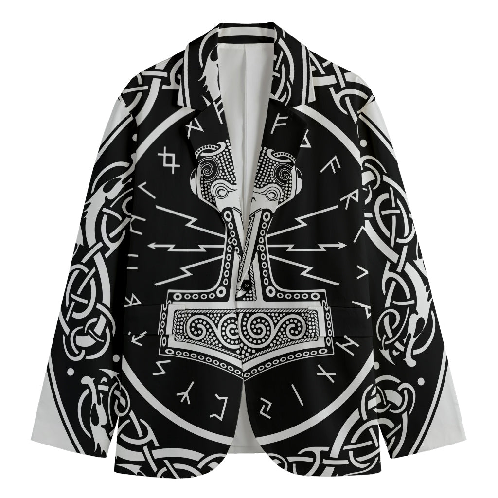 Mjolnir Norse Mythology Print Men's Cotton Blazer