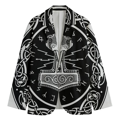 Mjolnir Norse Mythology Print Men's Cotton Blazer