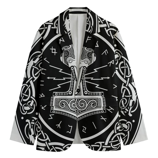 Mjolnir Norse Mythology Print Men's Cotton Blazer