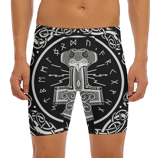 Mjolnir Norse Mythology Print Men's Long Boxer Briefs