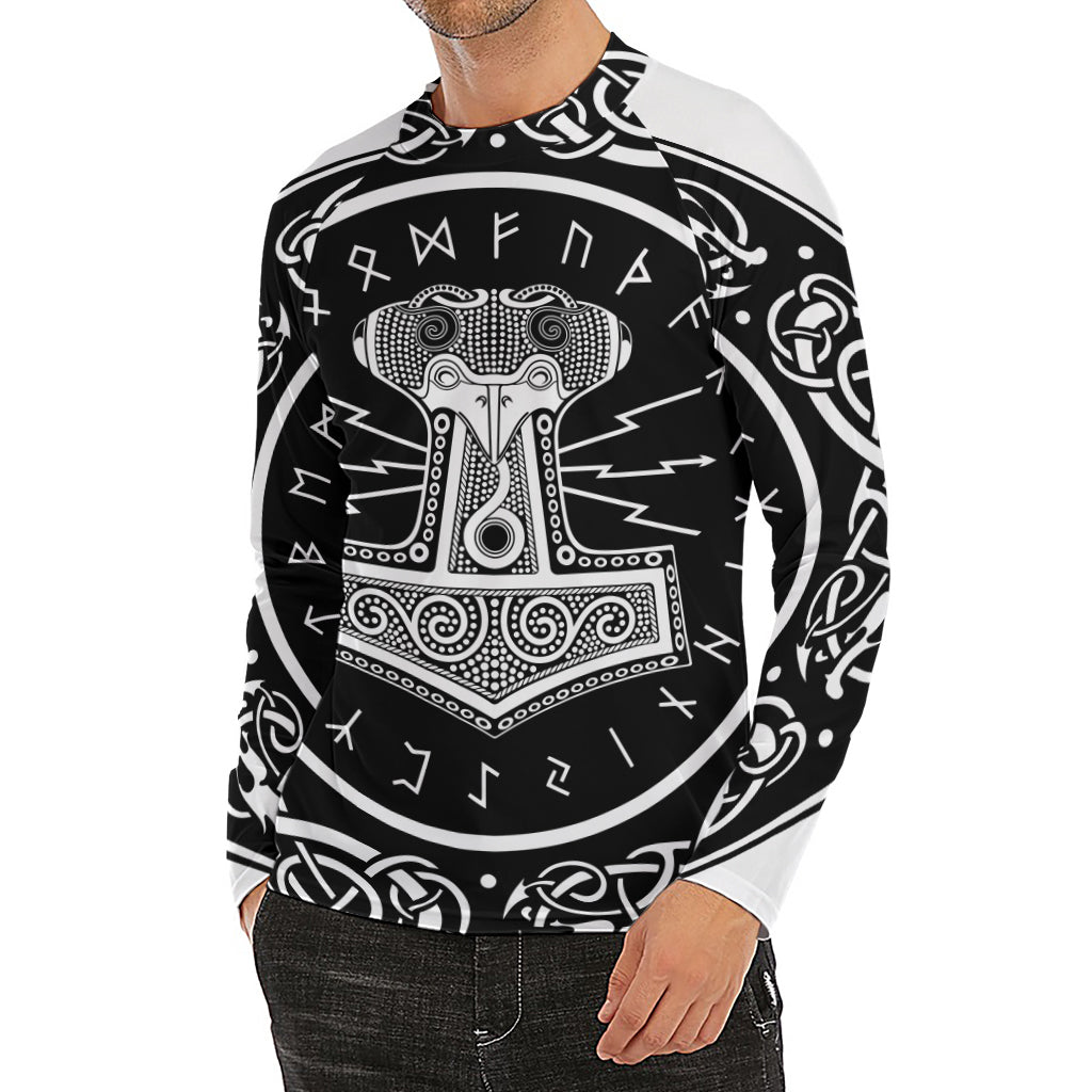 Mjolnir Norse Mythology Print Men's Long Sleeve Rash Guard