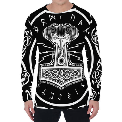 Mjolnir Norse Mythology Print Men's Long Sleeve T-Shirt