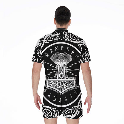 Mjolnir Norse Mythology Print Men's Rompers
