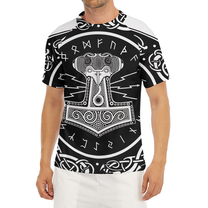Mjolnir Norse Mythology Print Men's Short Sleeve Rash Guard