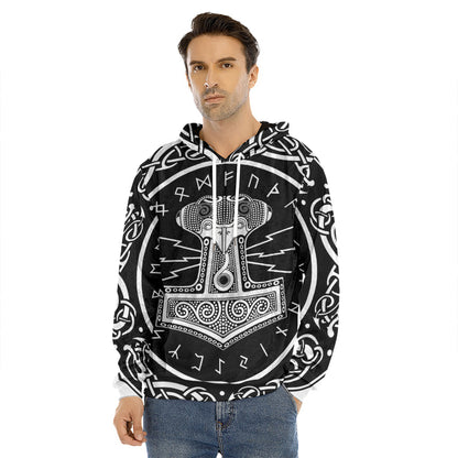 Mjolnir Norse Mythology Print Men's Velvet Pullover Hoodie