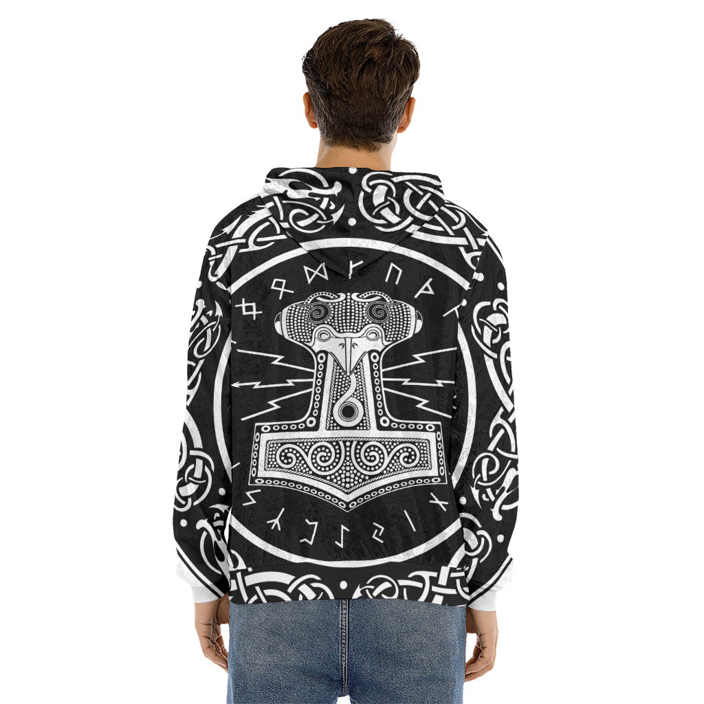 Mjolnir Norse Mythology Print Men's Velvet Pullover Hoodie