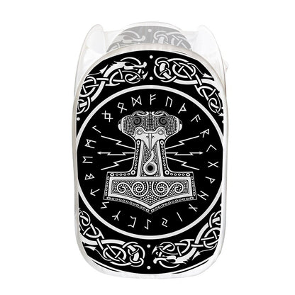 Mjolnir Norse Mythology Print Mesh Laundry Hamper