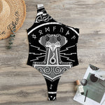 Mjolnir Norse Mythology Print One Shoulder Bodysuit