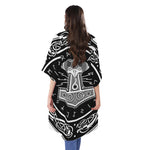 Mjolnir Norse Mythology Print Open Front Beach Cover Up