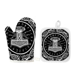 Mjolnir Norse Mythology Print Oven Mitt And Pot Holder Set