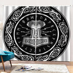 Mjolnir Norse Mythology Print Pencil Pleat Curtains