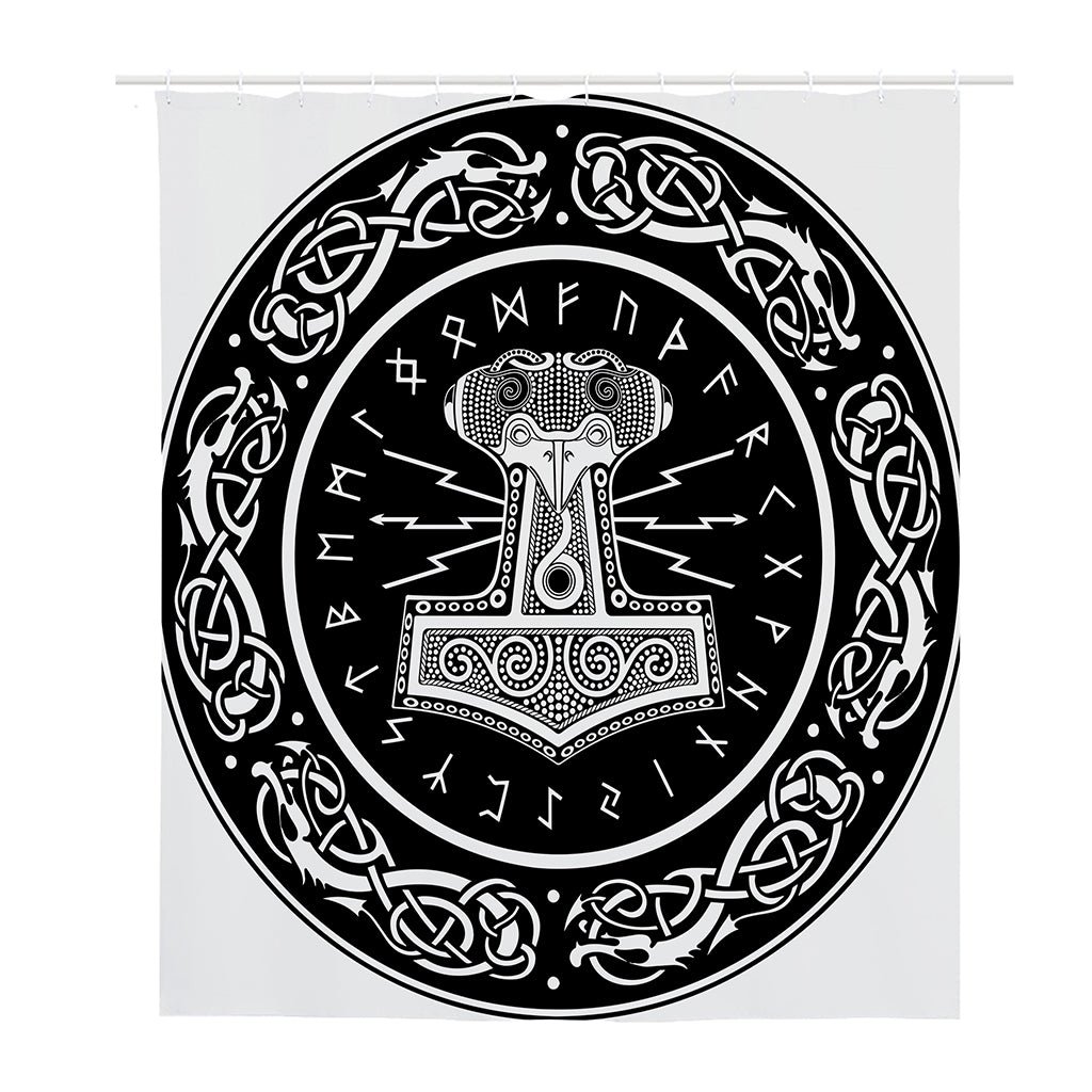 Mjolnir Norse Mythology Print Polyester Shower Curtain