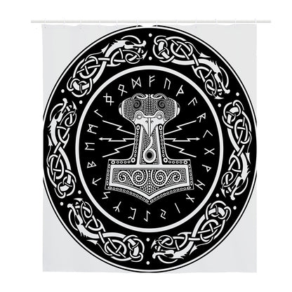 Mjolnir Norse Mythology Print Polyester Shower Curtain