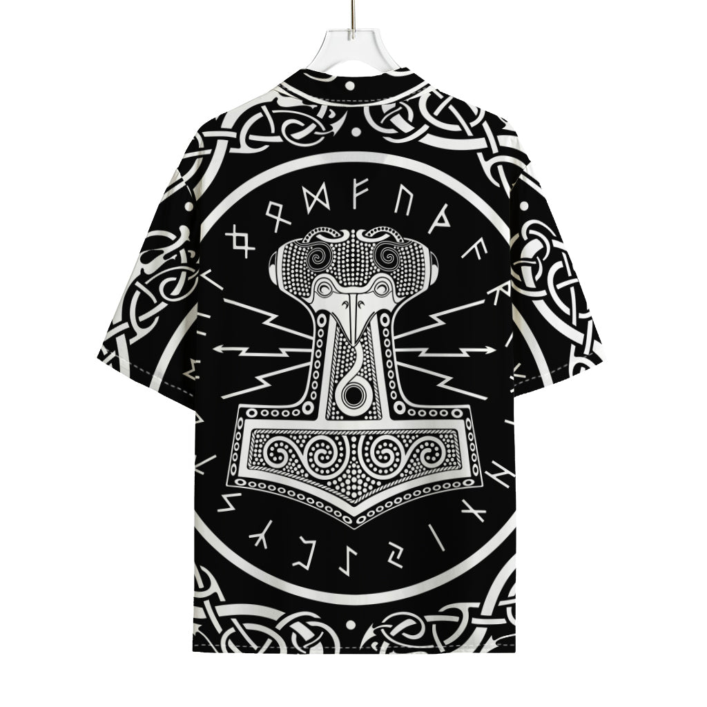 Mjolnir Norse Mythology Print Rayon Hawaiian Shirt