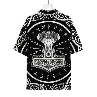 Mjolnir Norse Mythology Print Rayon Hawaiian Shirt