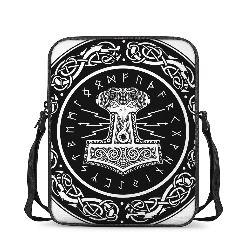 Mjolnir Norse Mythology Print Rectangular Crossbody Bag