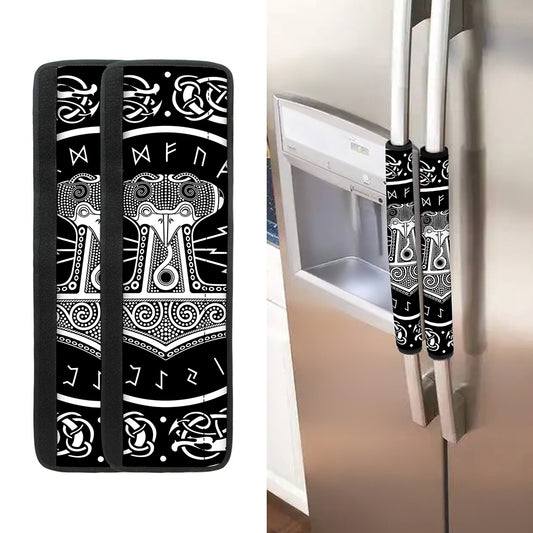 Mjolnir Norse Mythology Print Refrigerator Handle Covers
